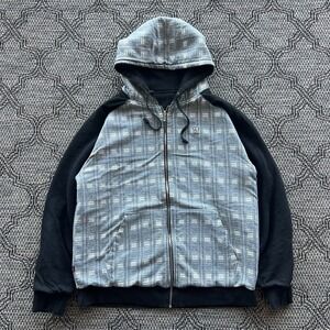 Y2K Volcom Sweatshirt Men's XL Black Gray Zip Slightly Removed Reversible Deer